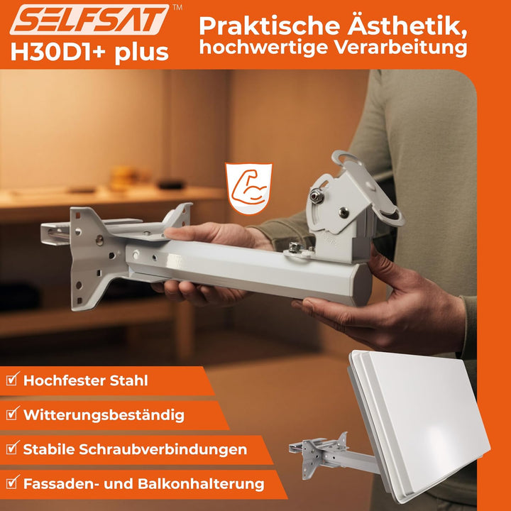 Selfsat H30D1+ Single Flachantenne für einen Teilnehmer inkl. Fensterhalterung Single Single, Single