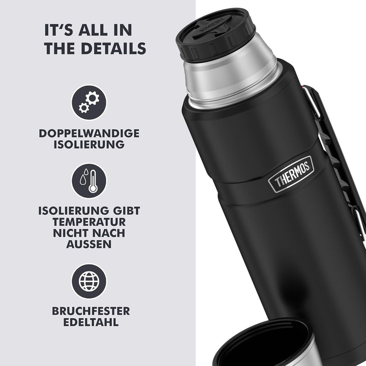 THERMOS Thermosflasche Edelstahl Stainless King, 1,2L, Isolierflasche mit Trinkbecher 4003.232.120 s