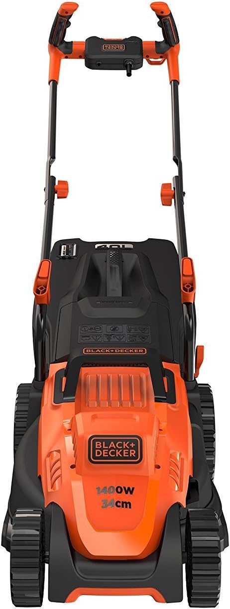 Black+Decker Elektro-Rasenmäher mit Fahrradlenker-Griff (1.400W, 34cm Schnittbreite, 6-fach Höhenver