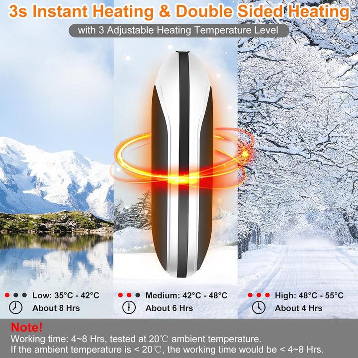 Handwärmer Elektrisch USB Wiederaufladbar Powerbank 5200mAh, Tragbar Taschenwärmer Wiederverwendbar