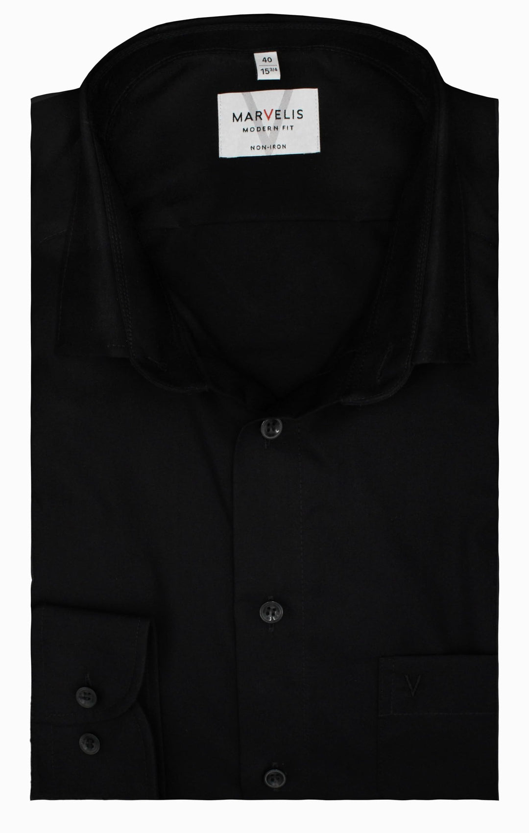 Marvelis Hemd, Weiss, Schwarz, Modern Fit, Bügelfrei, Knitterfrei, 100% Baumwolle, New Kent Kragen 4