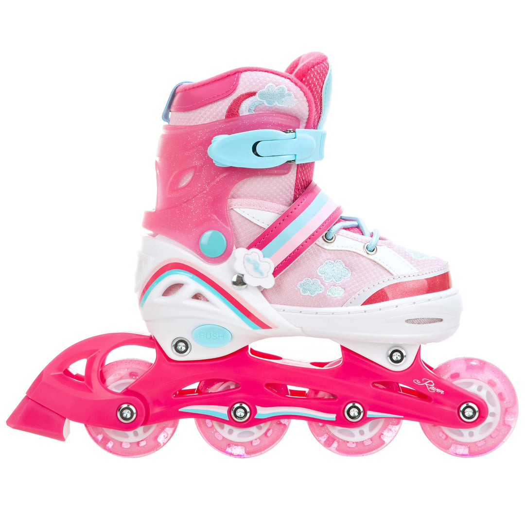 RAVEN 4in1 Inline Skates Triskates Rollschuhe Schlittschuhe Inliner für Kinder Mädchen verstellbar G