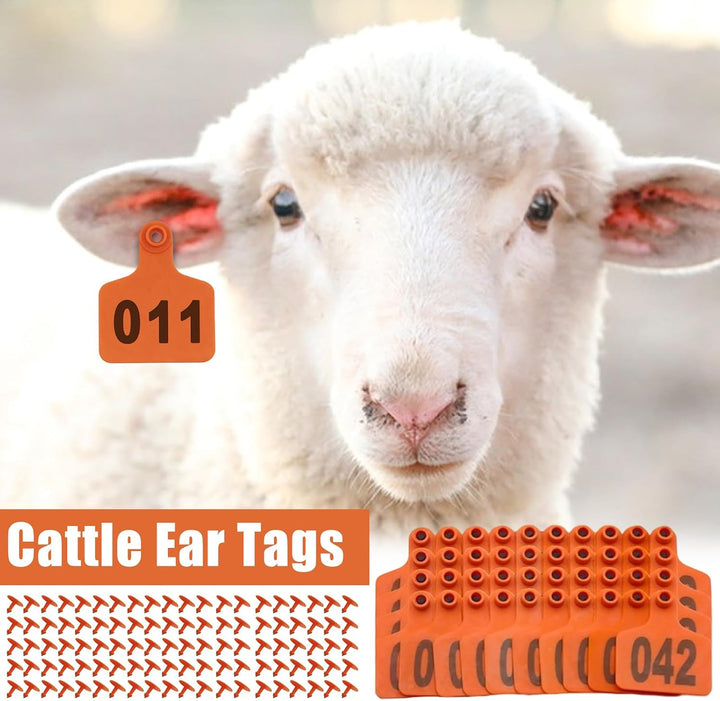 Ear Tags Cattle, Numbered Cattles Ears Tags 1-100, Soft Animal Identification Tool, Sturdy Farm Tagg