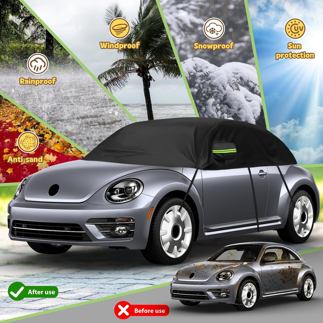 Autoabdeckung Wasserdicht Ersatz für VW Beetle 1998-2019, Sonnenfest Hälfte Autoabdeckung, Halbgarag
