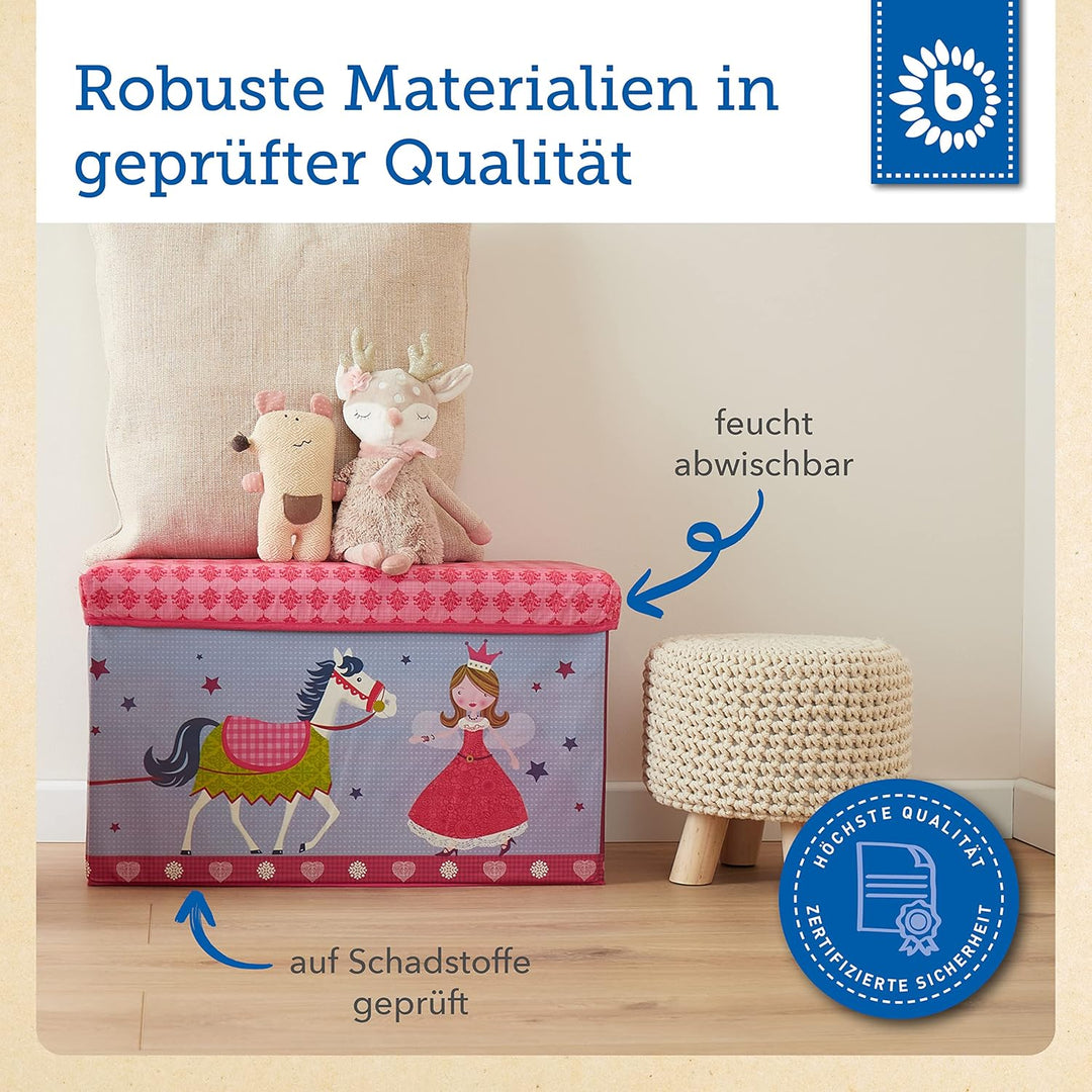 Bieco Aufbewahrungsbox mit Deckel | 60L, faltbar | ca. 60x30x35cm | Spielzeugkiste mit Deckel | Aufb