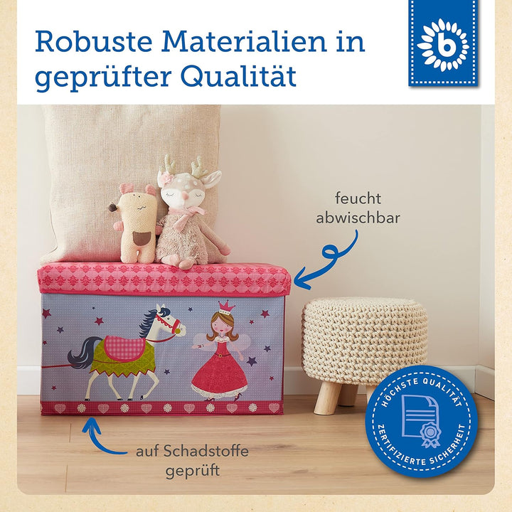 Bieco Aufbewahrungsbox mit Deckel | 60L, faltbar | ca. 60x30x35cm | Spielzeugkiste mit Deckel | Aufb