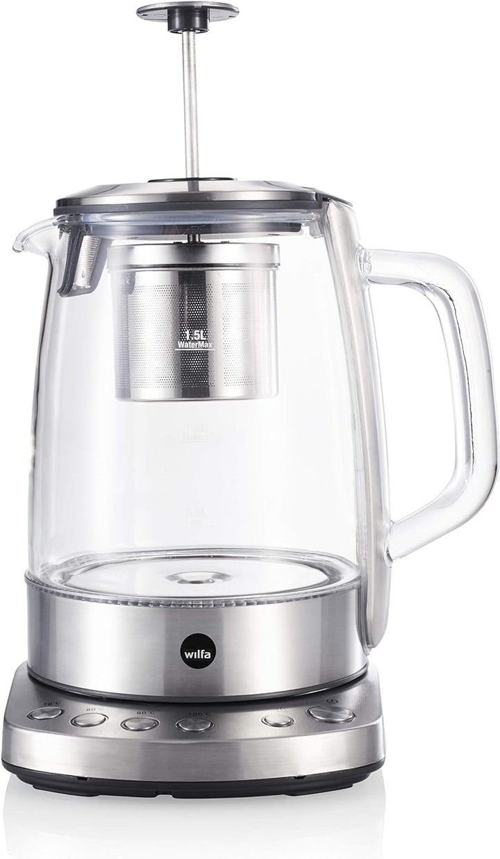 Wilfa CHA Teekocher - 2200 Watt, 1,25 Liter Fassungsvermögen, Brühdeckel mit Sieb, 4 Temperatureinst