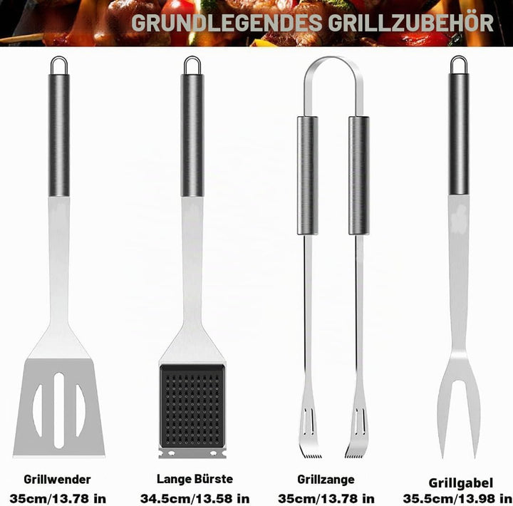 Grillbesteck Grill Set, 25 pcs BBQ Grillwerkzeug Set,Edelstahl-Grillzubehör Set für Camping, Küche,