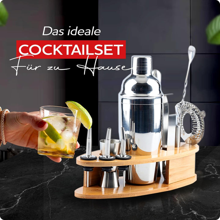 Cocktail Shaker Set 16-teilig aus Edelstahl | Barset für Barkeeper & Anfänger | Cocktail Zubehör ink
