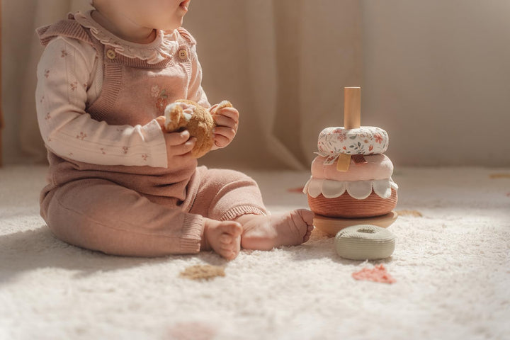 Little Dutch Stapelturm Stapelringe Steckspiel aus Holz und Stoff Baby Kleinkind REH rosa - Fairy Ga