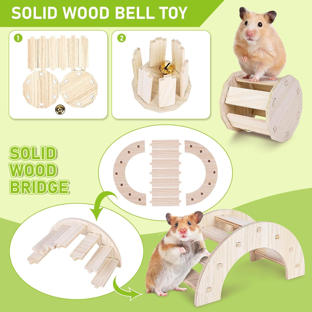Hamster Haus aus Holz, Hamster Spielzeug, 7 Stück DIY Haus für Meerschweinchen Holz, Hamster Haus Gl