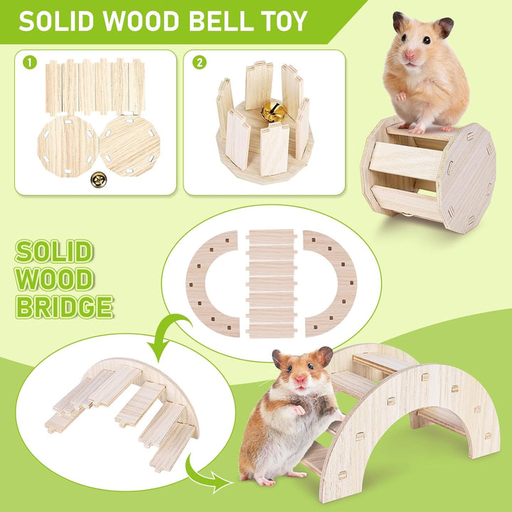 Hamster Haus aus Holz, Hamster Spielzeug, 7 Stück DIY Haus für Meerschweinchen Holz, Hamster Haus Gl