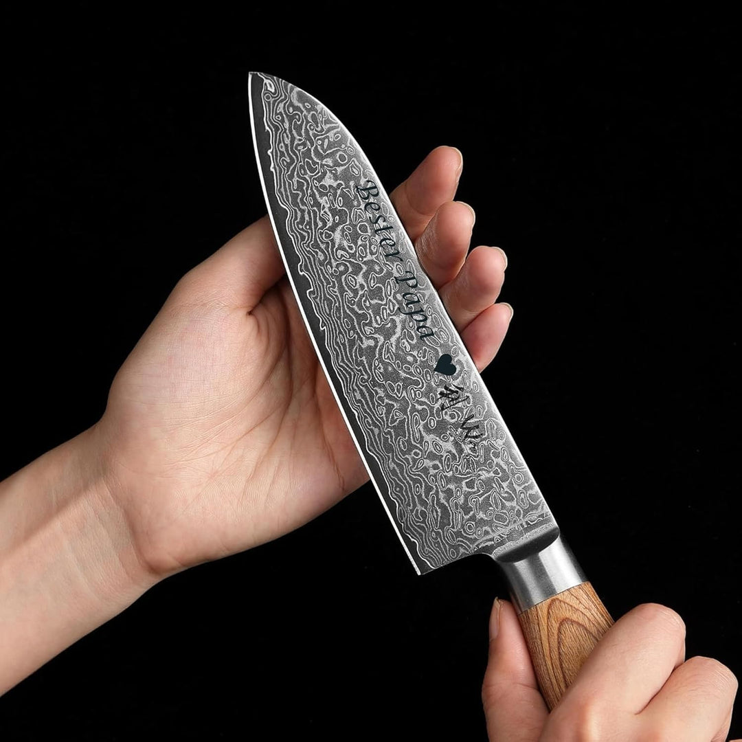 Wakoli EDIB Pro Damastmesser Set mit Gravur – Personalisiertes 2er Santoku Messerset, 16cm & 11cm Kl