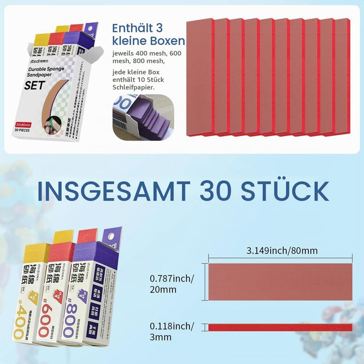 stedi Schleifschwamm für Modell Gundam Building, 3 mm Hobby-Modellwerkzeuge, Handschleifblock, wasse