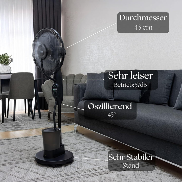 3in1 Standventilator mit Wasserkühlung sehr leise - Mobile Klimaanlage ohne Abluftschlauch -Verdunst