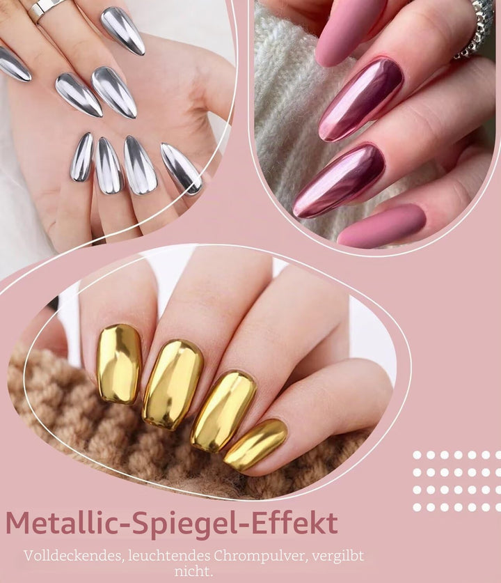 BISHENGYF 12 Chrom Glitzer Pulver, Spiegel Effekt Chrome Pigmente für Nagelkunst und Nageldesign Sta