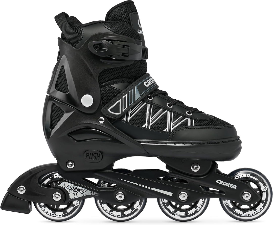 Croxer Verstellbare 2in1 Inlineskates-Schlittschuhe Torch - 76mm PU Rollen, Gummi-Härte 82A, ABEC-9