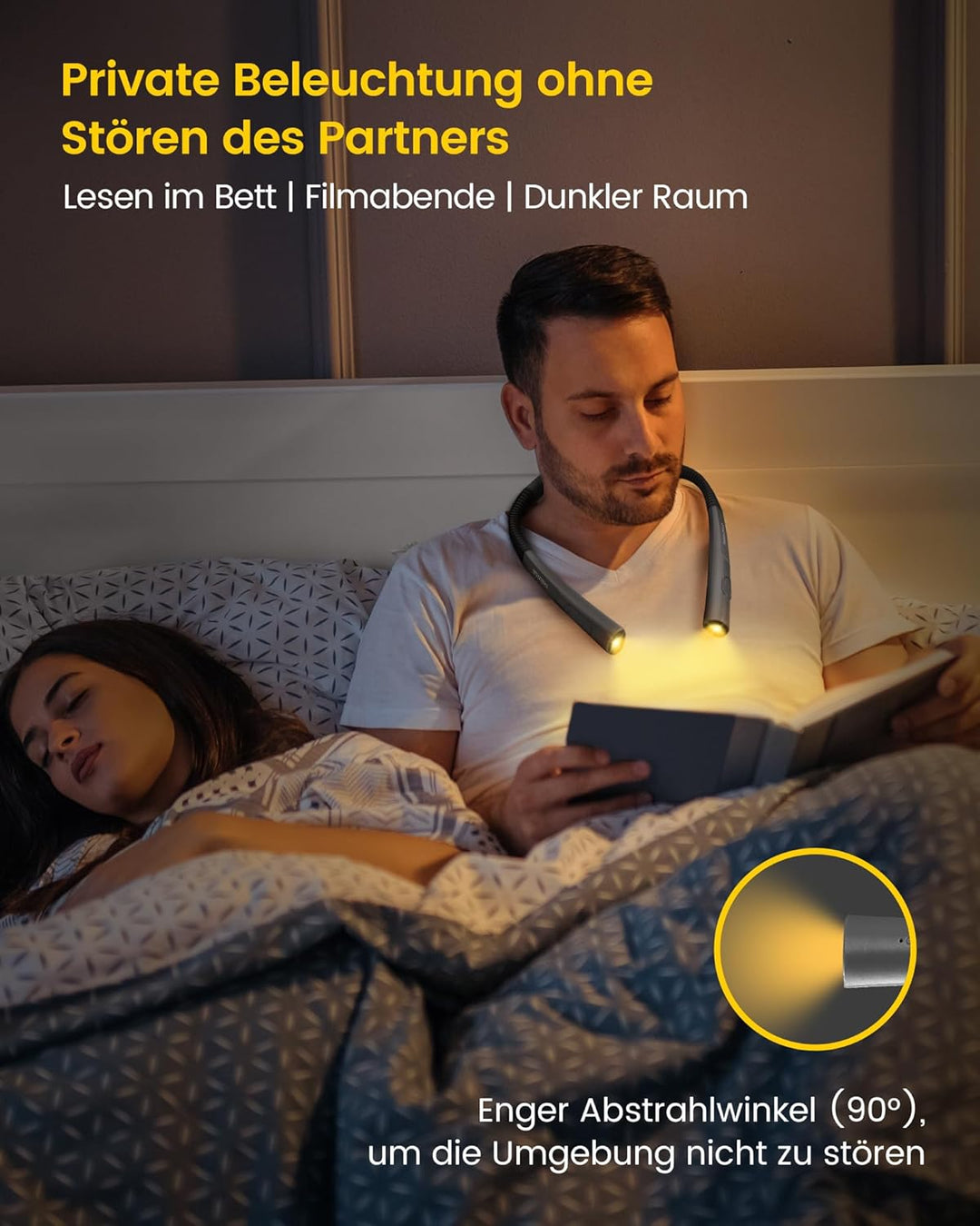 Glocusent Verbesserte Leselampe Hals mit 30-Min Timer, 3 Farben & 3 Helligkeiten & Leselampe Buch Kl