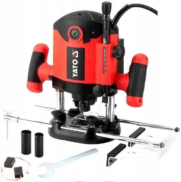 YATO Profi Oberfräse mit 2100 Watt, Ø 8 und 12 mm, Drehzahlregelung, Parallelanschlag, Tiefeneinstel