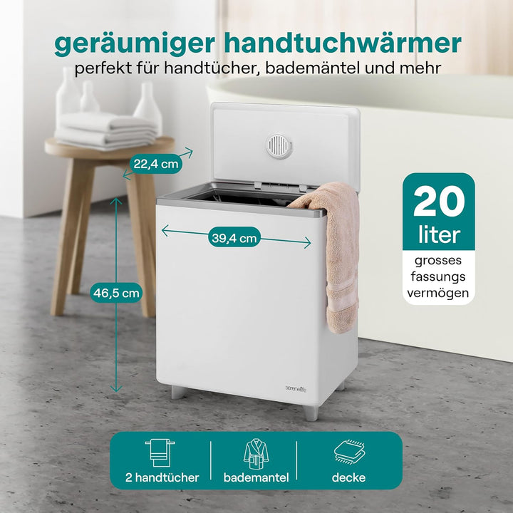 SereneLife Handtuchwärmer Eimer 20L Elektrisch Stehend Silber – Smart Handtuchtrockner mit WiFi App