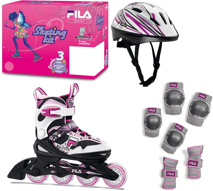 FILA Mädchen J-one Combo Girl 3 Set Inline Skate S (28-32) BK/WT/MAG, S (28-32) BK/WT/MAG