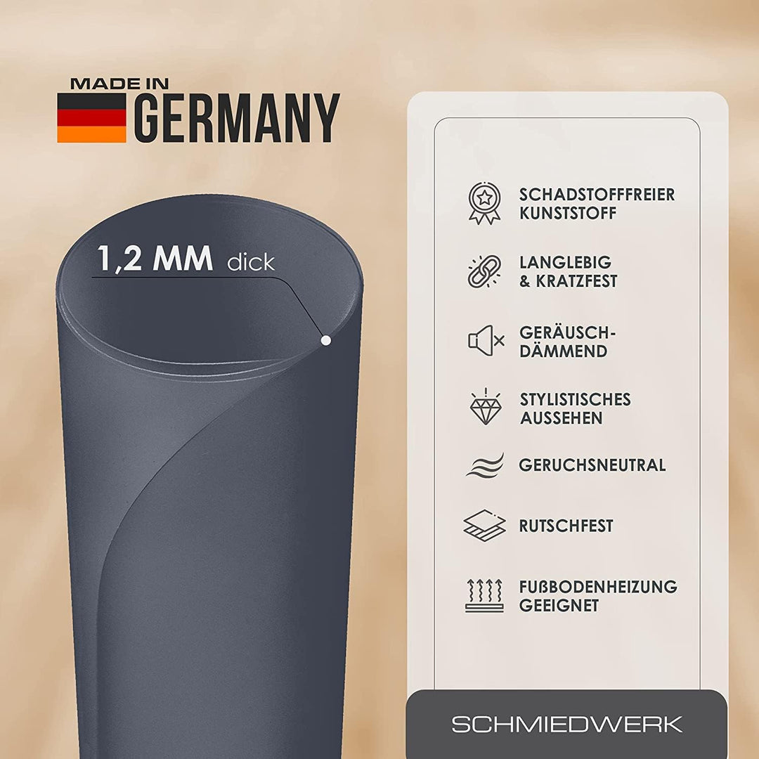 Bodenschutzmatte farbig | Bürostuhl Unterlage | Kratzfest | Made in Germany (Anthrazit, 100 x 120cm)