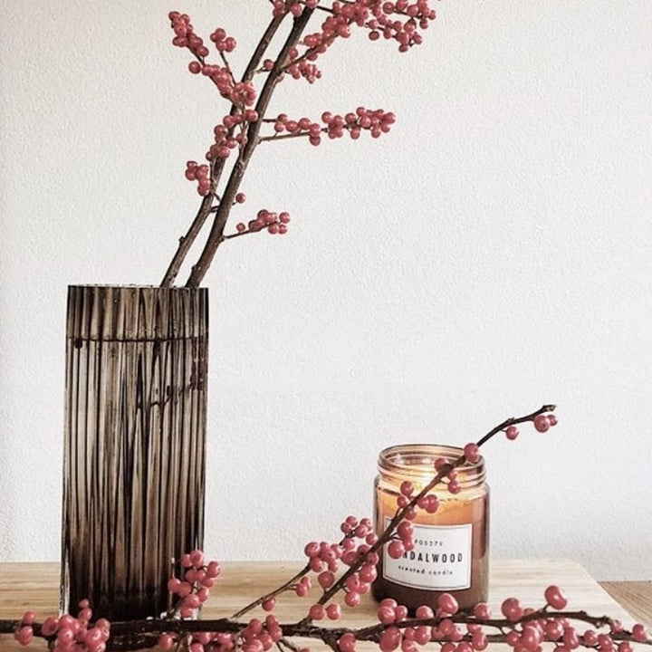 Muyan Glasvase für Blumen, vertikale gestreifte Blumenvase, Moderne Desktop-Dekoration, Blumenarrang