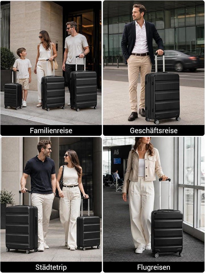 KONO Koffer Trolley Handgepäck Kabinenkoffer Leichte Hartschalengepäck mit TSA-Schloss und doppelte