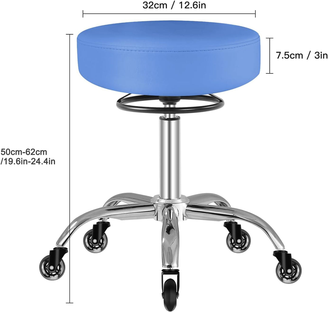 Rollhocker höhenverstellbar mit Rollen - 50-62cm，bis 180 kg belastbare Arbeitshocker，360° Drehhocker