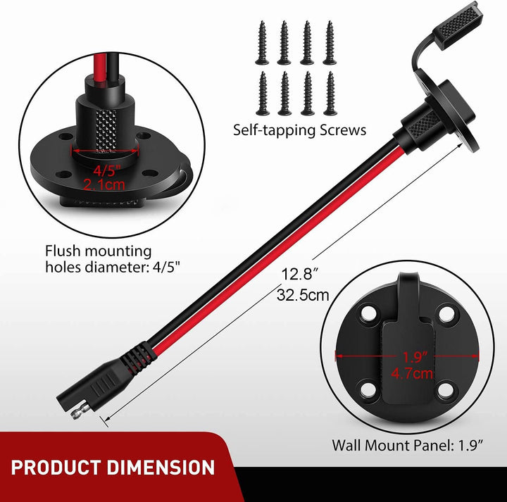 Greluma 2 STK SAE-Steckdosen-Seitenwand-Anschluss, wetterfester SAE-Schnell-Anschluss-Solarpanel-Uni