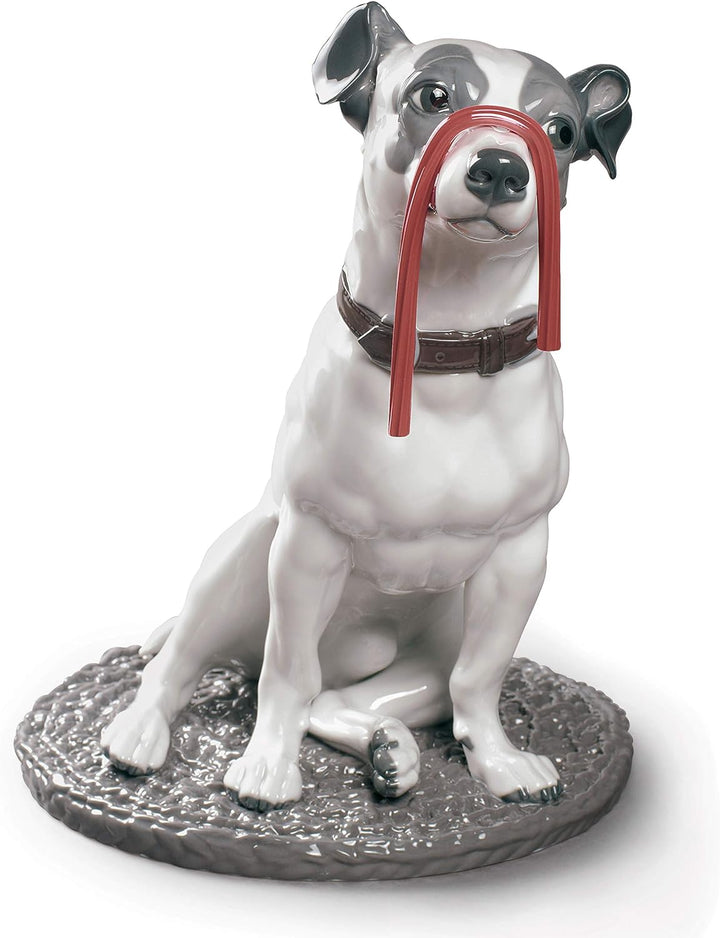 LLADRÓ Hunde Figur Jack Russell Mit Lakritz. Jack Russell Dog. Porzellan.