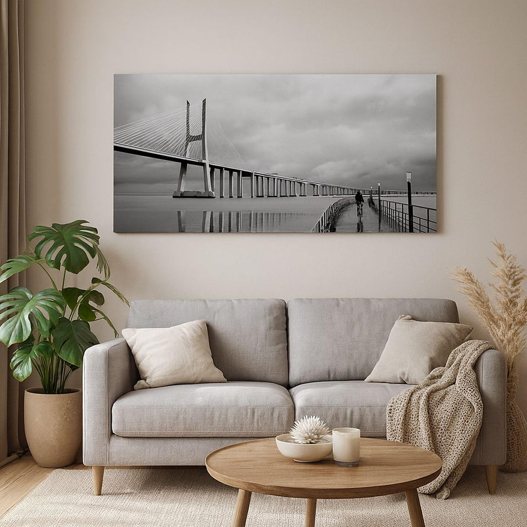 Bilder auf Leinwand 100x40cm Leinwandbild Architektur fahrrad lissabon tourismus Gross Wanddeko Bild