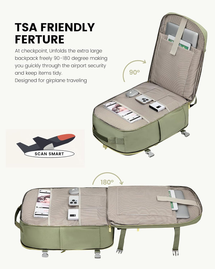 LOVEVOOK Handgepäck Rucksack Flugzeug, 40L Gross Reiserucksack Damen Kofferrucksack, Wasserdicht Rei