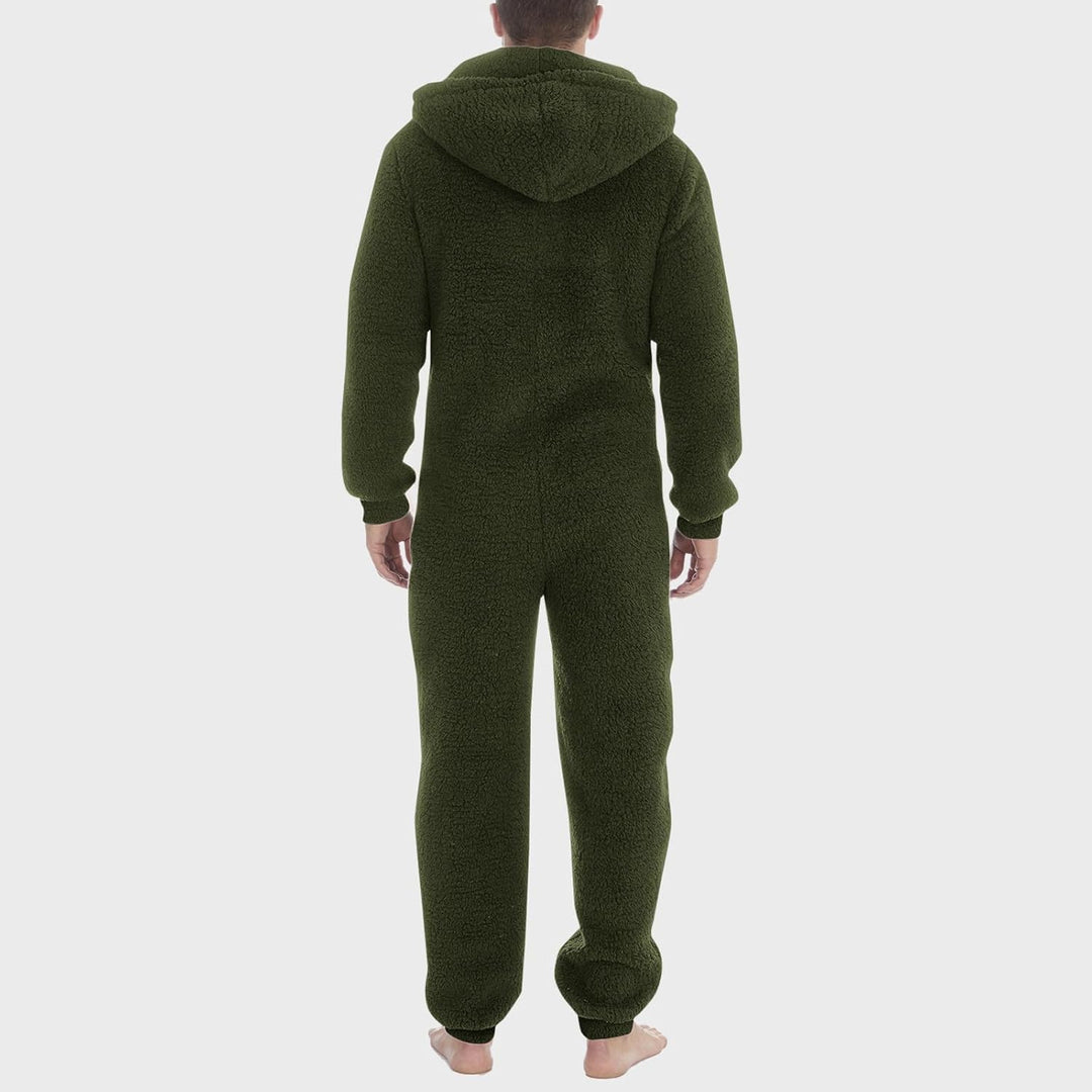 Jumpsuit Herren Teddy Fleece Schlafanzug Einteiler Onesie Winter Fluffy Pyjama Kuschelig Overall mit