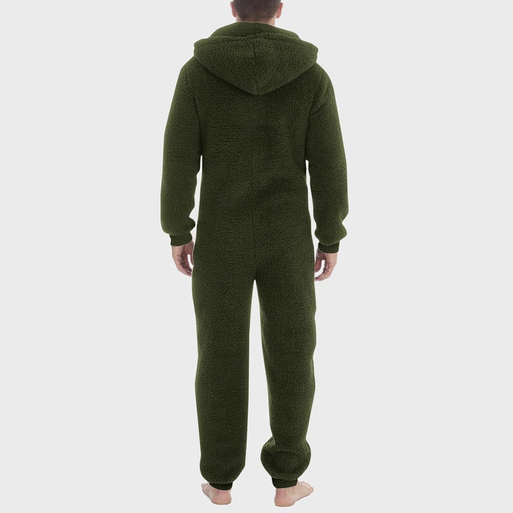 Jumpsuit Herren Teddy Fleece Schlafanzug Einteiler Onesie Winter Fluffy Pyjama Kuschelig Overall mit