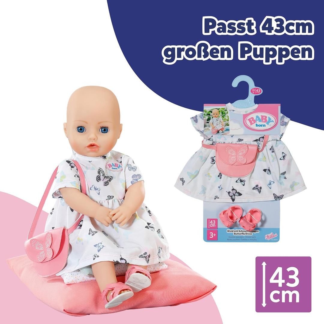 BABY Born Schmetterlingskleid - Puppenkleid mit Tasche &amp; Schuhe - Hochwertiges Puppenzubehör - Für P