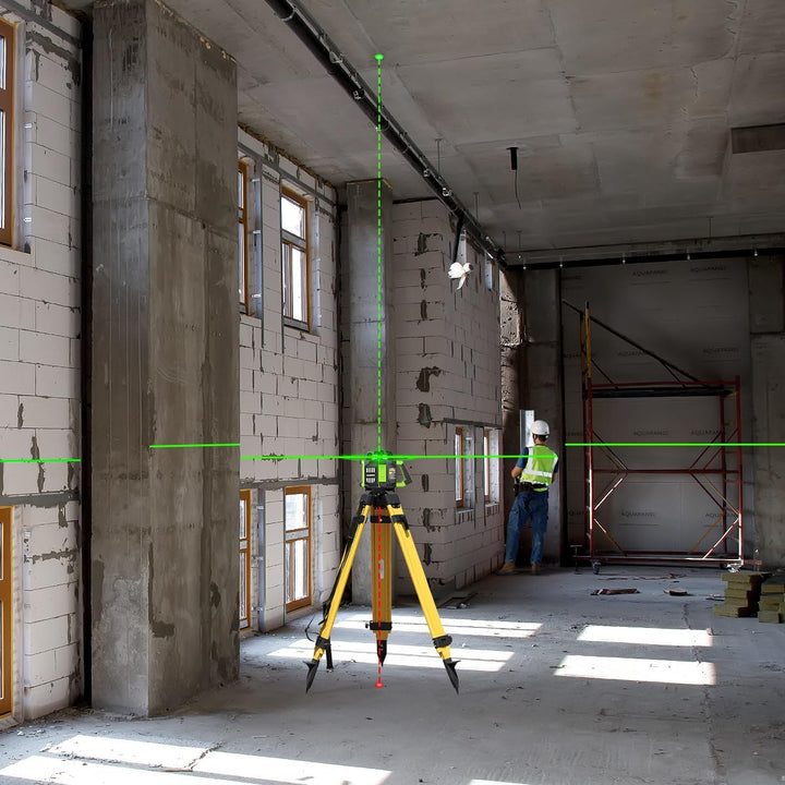 Huepar Elektrischer Grüne Drehbarer Lasernivellier + Lotpunkte, Selbstnivellierend Horizontal/Vertik