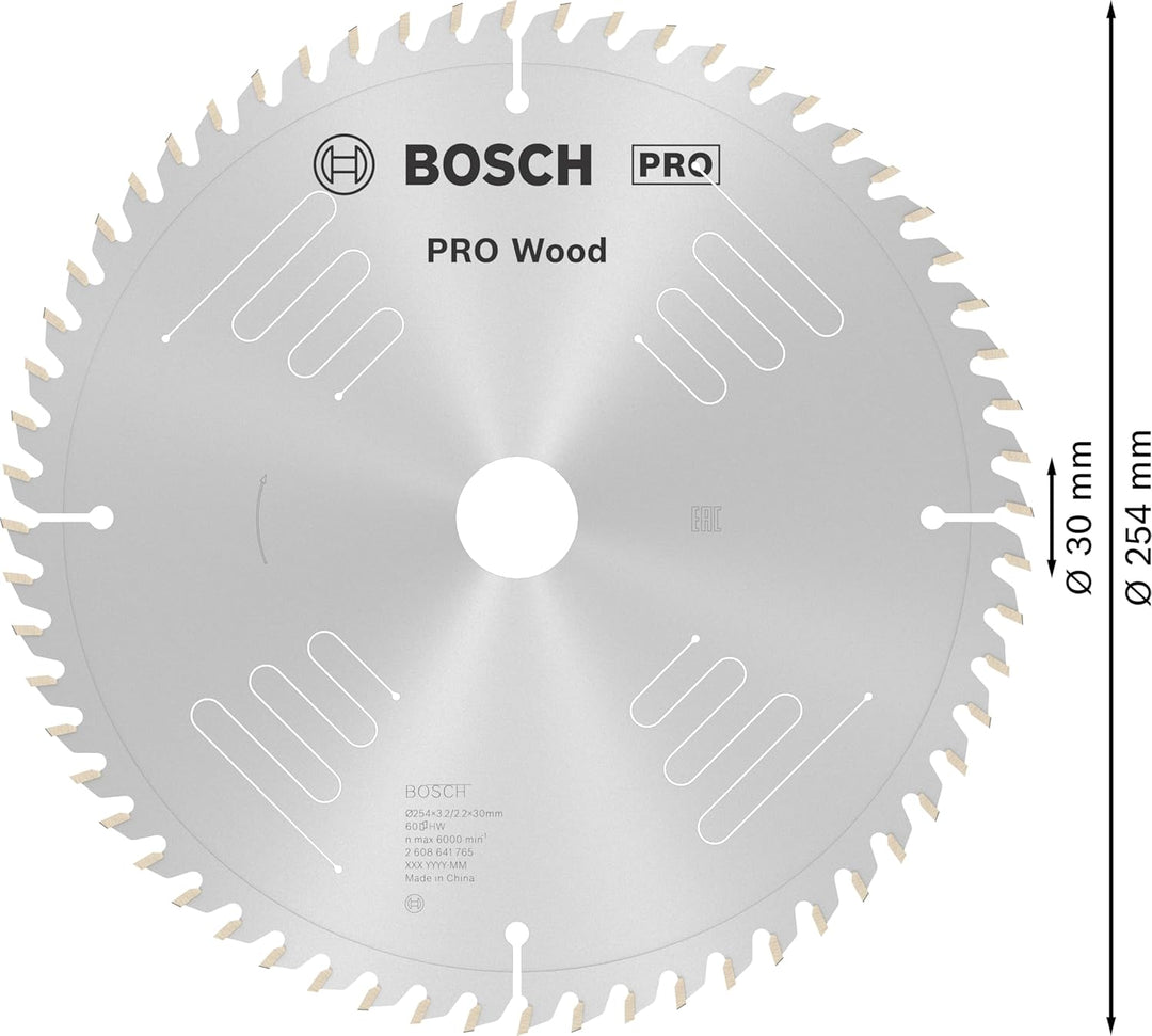 Bosch Professional Kreissägeblatt (für Holz, AussenØ: 254 mm, Bohrung: 30 mm, Zubehör für Kapp- und