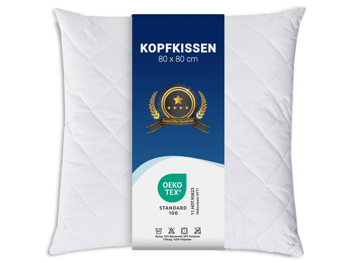 ZOLLNER Komfortables Kopfkissen mit Reissverschluss – Individuell anpassbare Füllung aus Synthetikfa