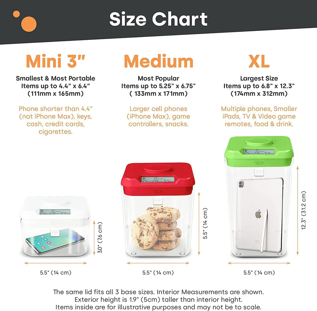 Kitchen Safe Mini-Küchensafe: Zeitschloss-Container (weisser Deckel + weisser Behälter) - 3,0 Höhe M