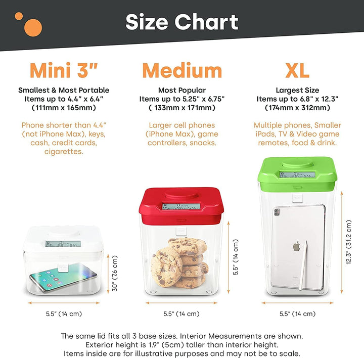 Kitchen Safe Mini-Küchensafe: Zeitschloss-Container (weisser Deckel + weisser Behälter) - 3,0 Höhe M