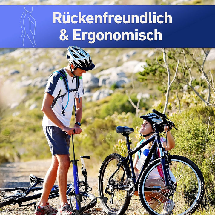 BYKLISTA Fahrradpumpe alle Ventile | Grosses Manometer 12 Bar + extra Ventiladapter | Gratis eBook |