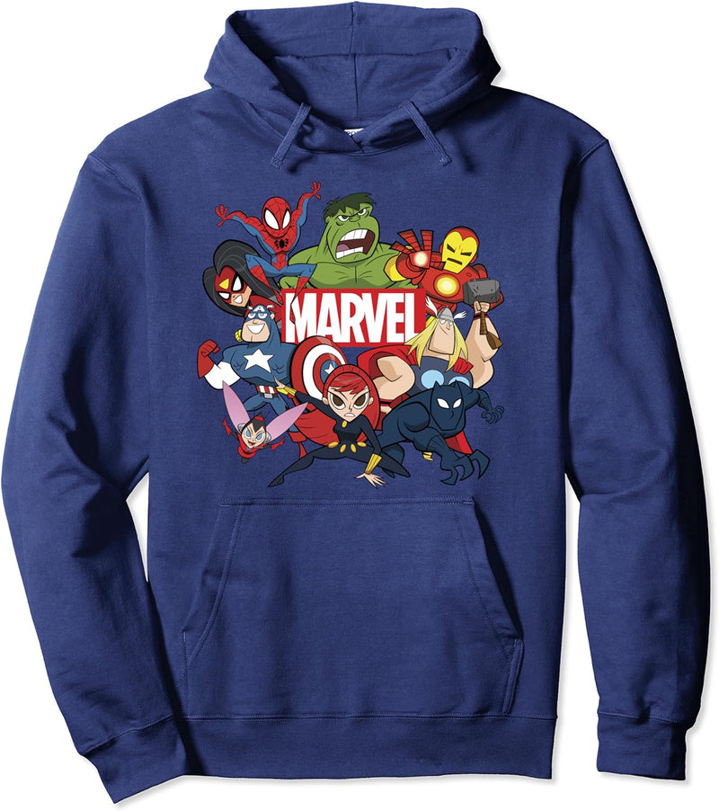 Marvel Avengers Group Shot Logo Doodle Pullover Hoodie