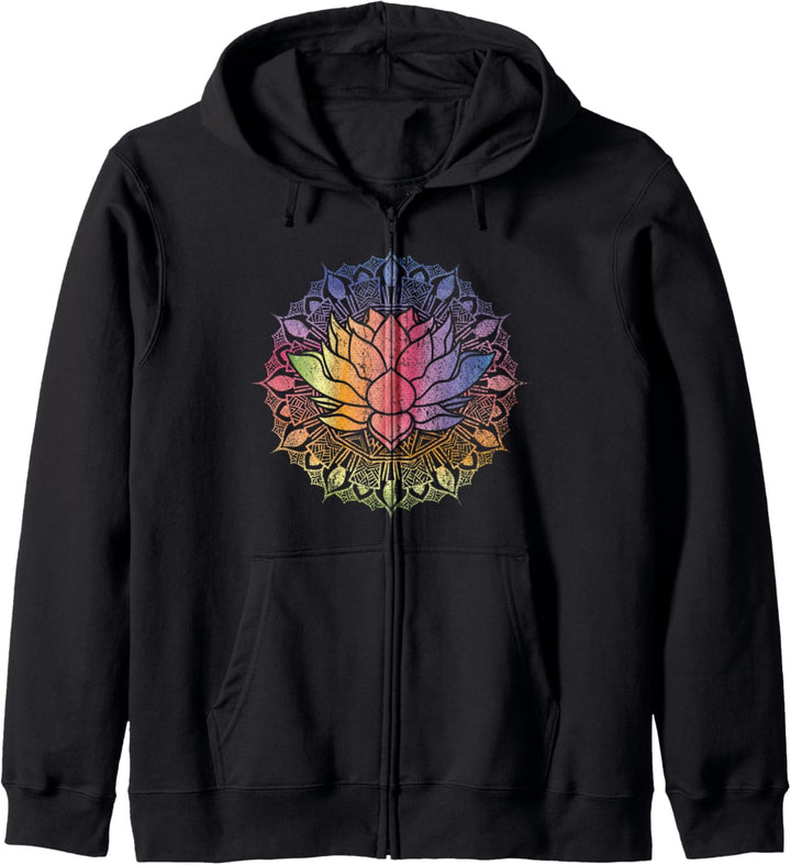 Lotusblume Pilates Yoga Farbenfrohes Mandala Lotus Kapuzenjacke