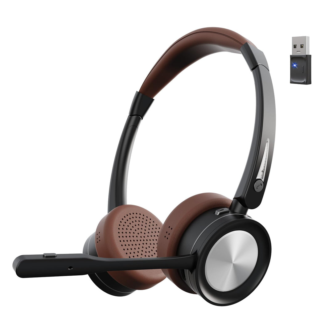 Bluetooth Headset mit Mikrofon für PC, Kabelloses Headset mit Rauschunterdrückungs Mikrofon, USB-Don