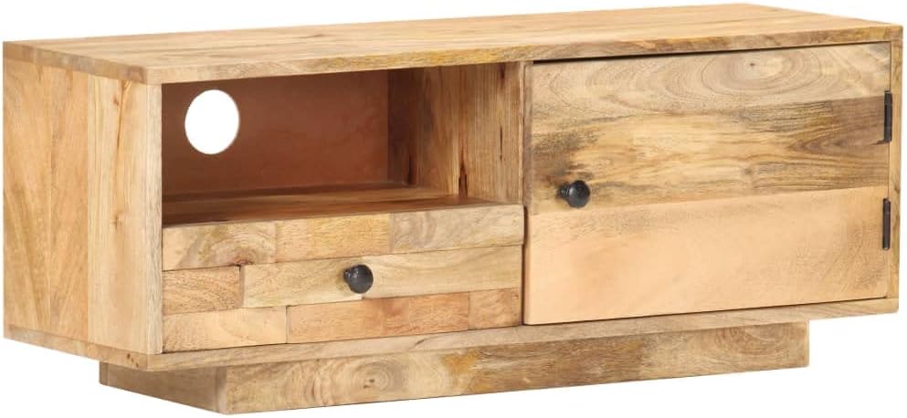 vidaXL Mangoholz Massiv TV Schrank 1 Tür 1 Regal 1 Schublade Lowboard TV Möbel Sideboard Fernsehtisc
