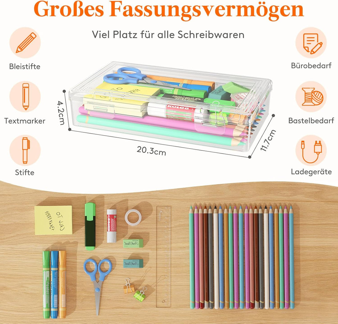 Lifewit Stiftebox mit Snap-Dicht Deckel, Hochwertiges Kunststoff Bürobedarf Organizer, Aufbewahrungs