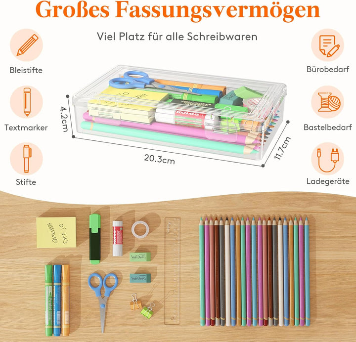 Lifewit Stiftebox mit Snap-Dicht Deckel, Hochwertiges Kunststoff Bürobedarf Organizer, Aufbewahrungs