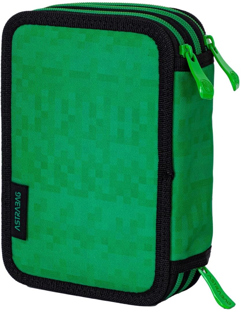 ASTRABAG Pixel Hero 3-Fach Mäppchen Federmappe Gefüllt dreifaches Federmäppchen, Schüleretui 3-stöck