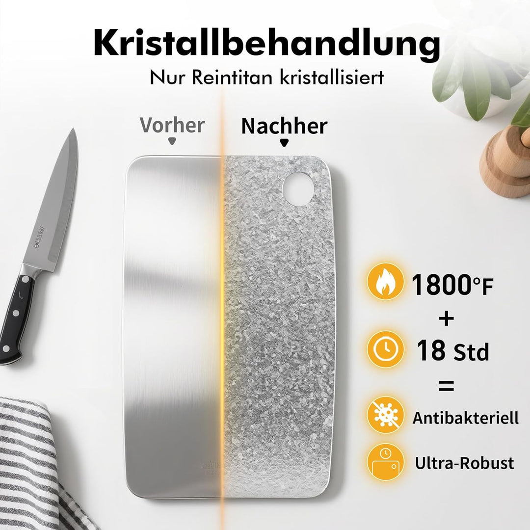 Titan Schneidebrett, Schneidebretter aus 100% Titanium, Antibakterielle Küchenbrett - EPA-Zertifizie